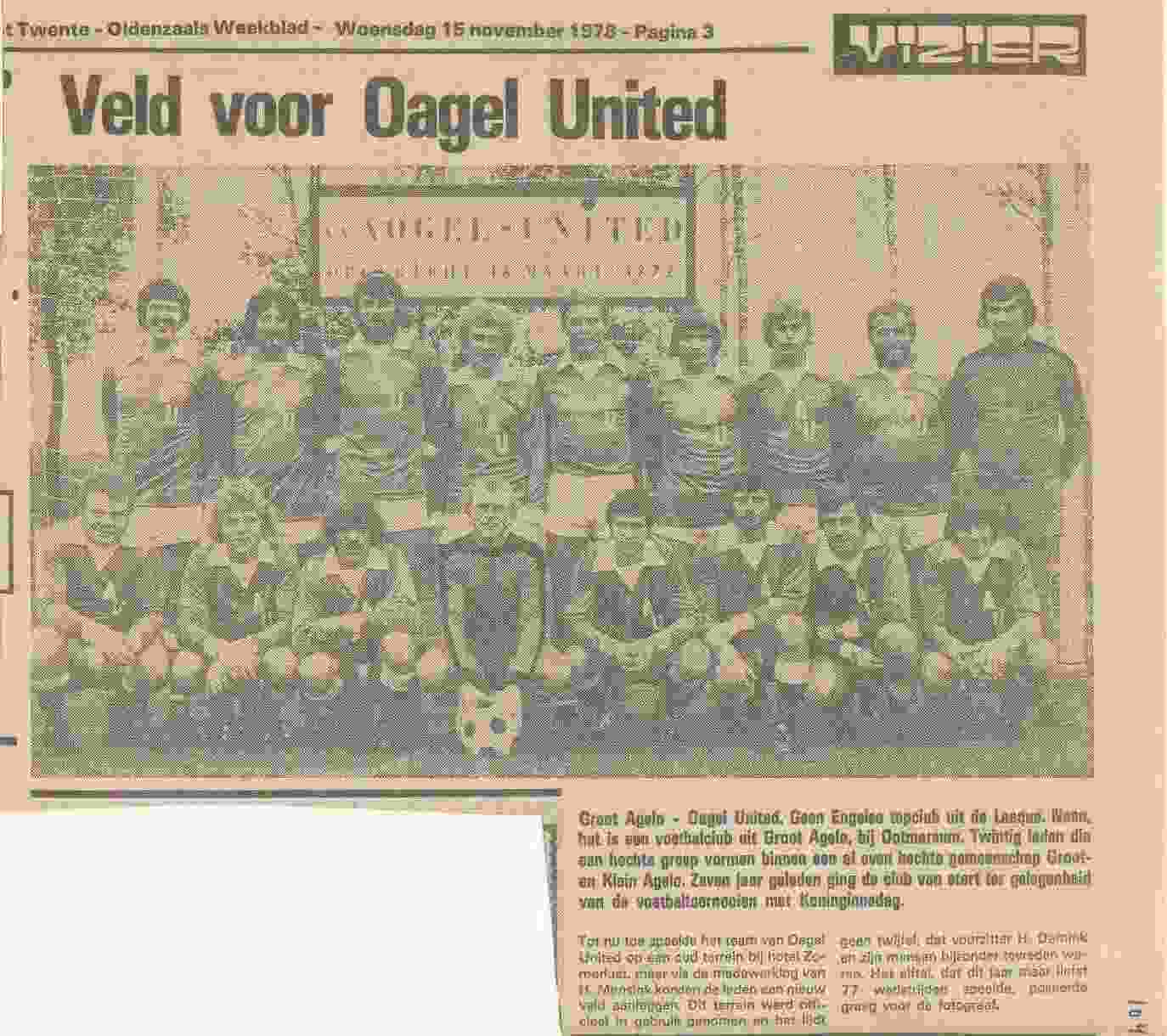 Krantenartikelen bij opening nieuw veld op 1978-10-28