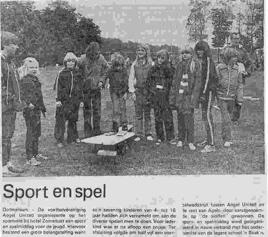 Jeugdspelen, voetbalwedstrijd en feestavond Groot en Klein Agelo