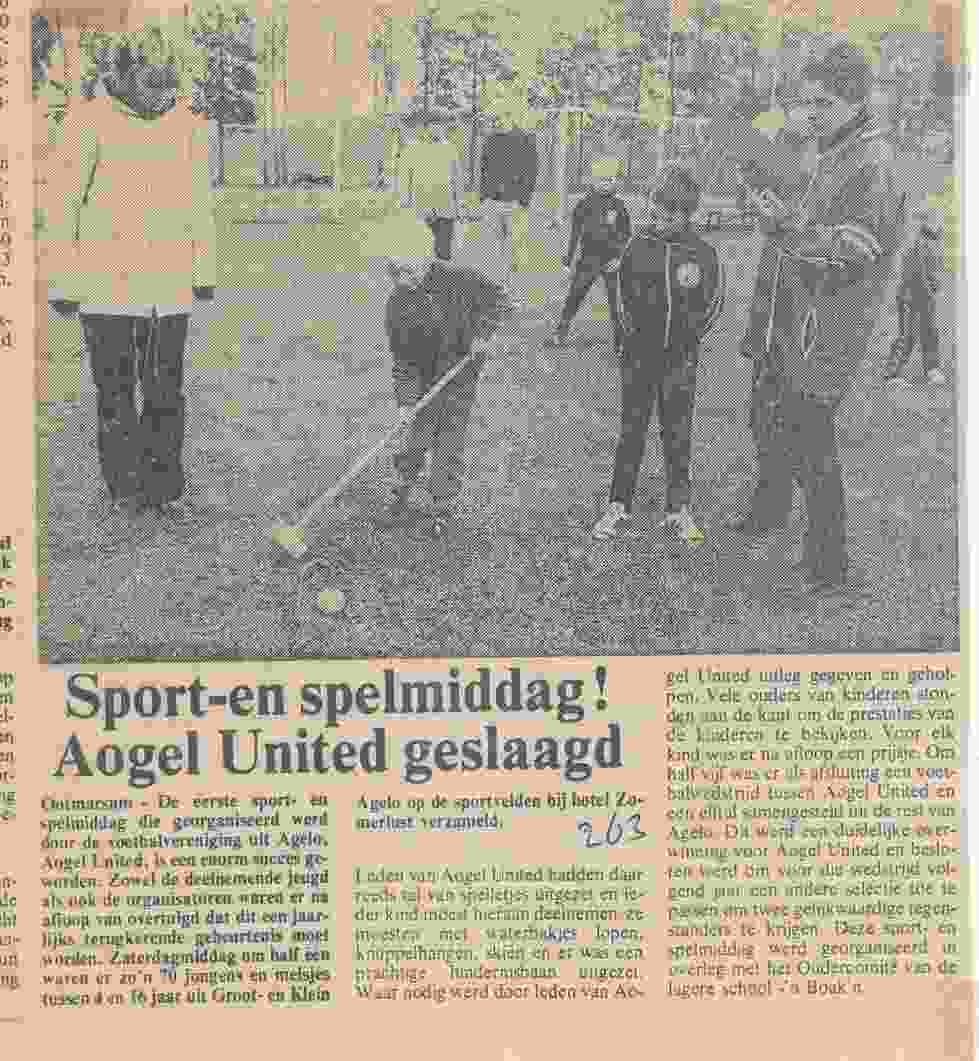 Jeugdspelen, voetbalwedstrijd en feestavond Groot en Klein Agelo