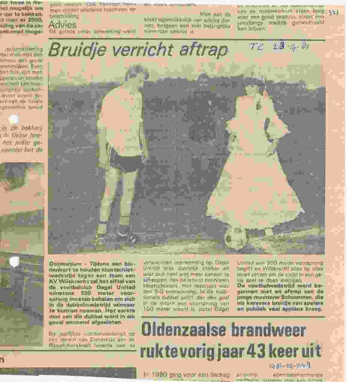 Krantenknipsels bij wedstrijd tegen KV Wilskracht op 1981-09-11