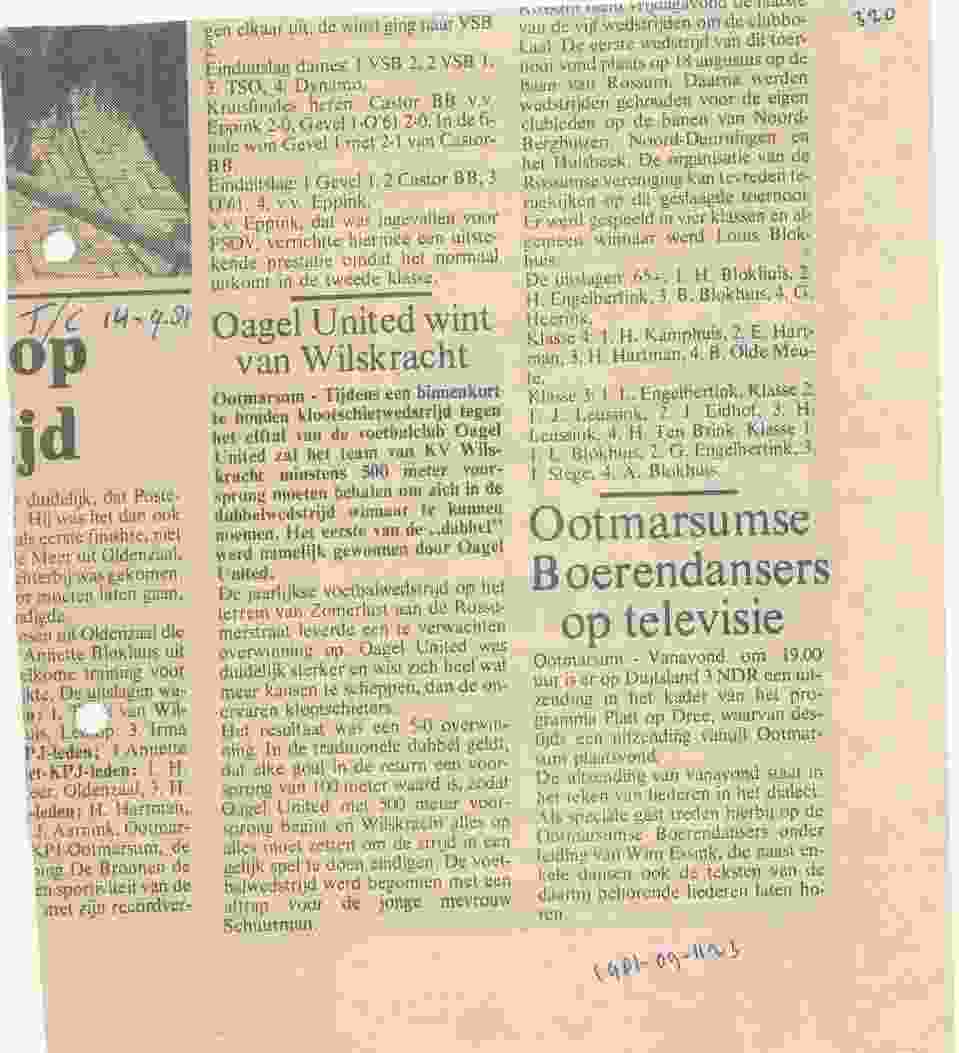 Krantenknipsels bij wedstrijd tegen KV Wilskracht op 1981-09-11