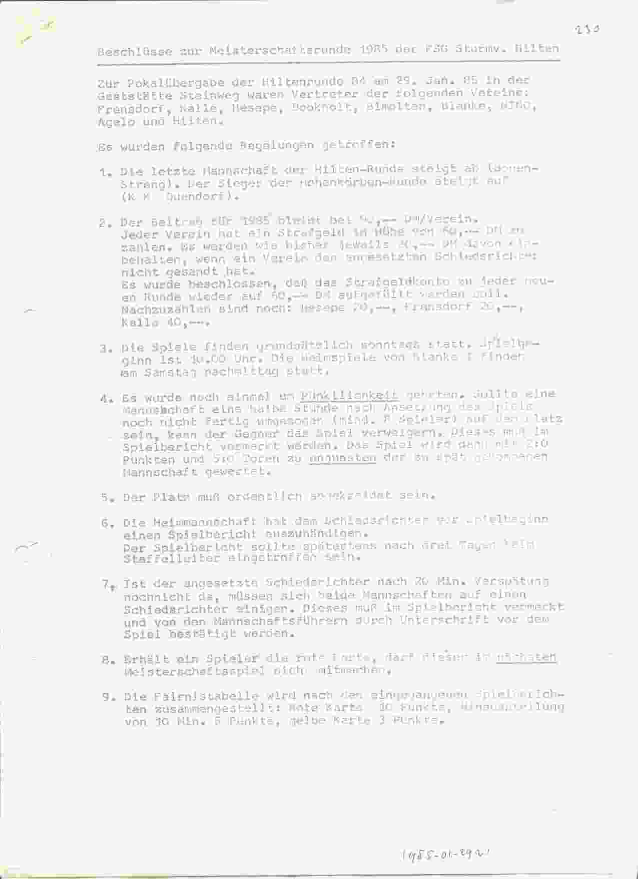Nieuwe regels voor de Hilten Runde 1985