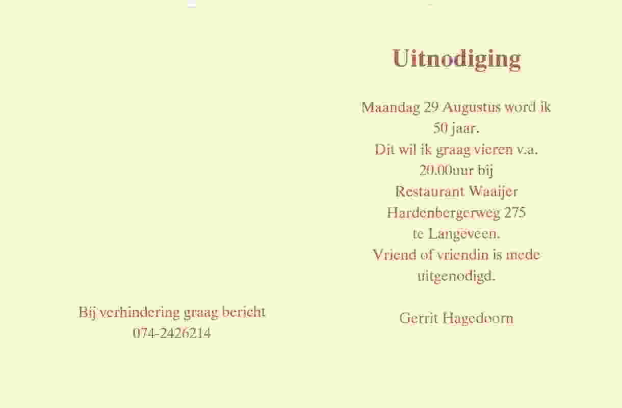 Gerrit Hagedoorn ziet Abraham op 2005-08-29